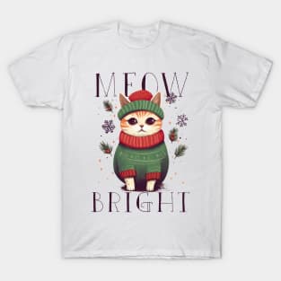 MEOW BRIGHT CUTE CAT CHRISTMAS SWEATER T-Shirt